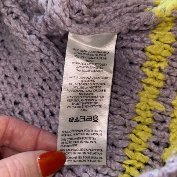 Pilcro Sailcloth Hooded Sweater Lavender Yellow Trim Size M Anthropologie - Picture 5 of 8